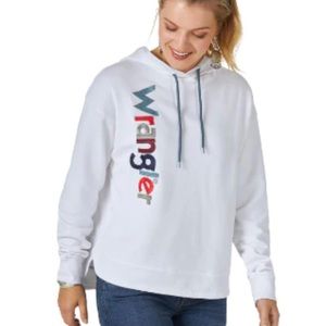Wrangler Retro White Blue Colorful Pullover Hoodie